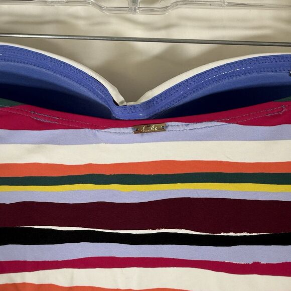 New Anne Cole One Piece Swimsuit Women's 6 Rainbow Striped Pull On Padded - Picture 9 of 10